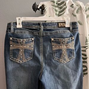 EARL JEANS Y2K Bling Cross Embroidered Jeans
